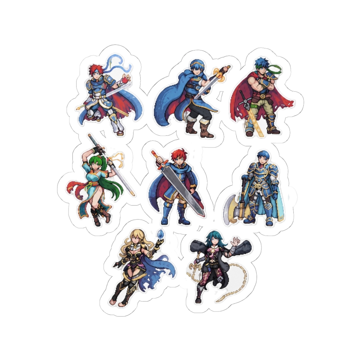 Fire Emblem Roy Byleth Corrin Ike Marth Hector Lyn Lyndis Pixel Art Sticker | Super Smash Bros FE - alternate angle 1, merchandise